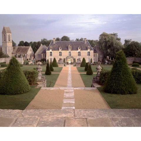 Banc de Jardin - 15 Gold Ornate Wood Framed Art Print with Double Matting by Blaustein, Alan