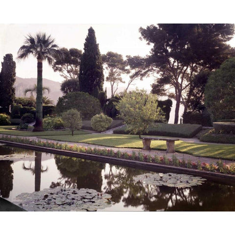 Banc de Jardin - 32 Gold Ornate Wood Framed Art Print with Double Matting by Blaustein, Alan