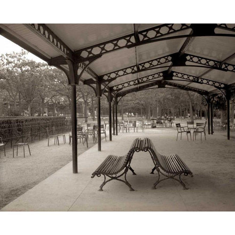 Banc de Jardin - 48 White Modern Wood Framed Art Print by Blaustein, Alan