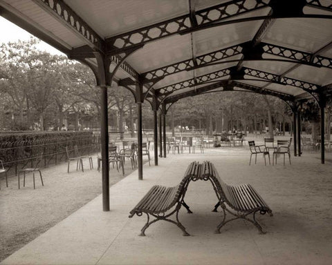 Banc de Jardin - 48 Black Ornate Wood Framed Art Print with Double Matting by Blaustein, Alan