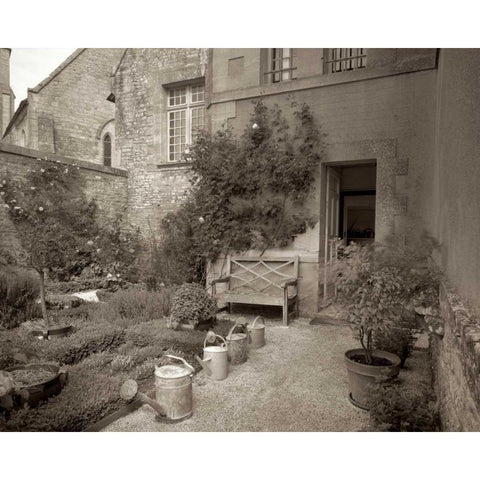 Banc de Jardin - 55 White Modern Wood Framed Art Print by Blaustein, Alan