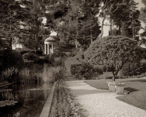 Banc de Jardin - 57 Black Ornate Wood Framed Art Print with Double Matting by Blaustein, Alan