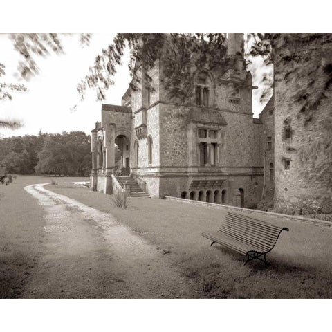 Banc de Jardin - 60 White Modern Wood Framed Art Print by Blaustein, Alan