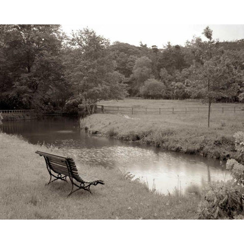 Banc de Jardin - 64 Black Modern Wood Framed Art Print with Double Matting by Blaustein, Alan