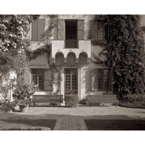 Banc de Jardin - 79 Gold Ornate Wood Framed Art Print with Double Matting by Blaustein, Alan