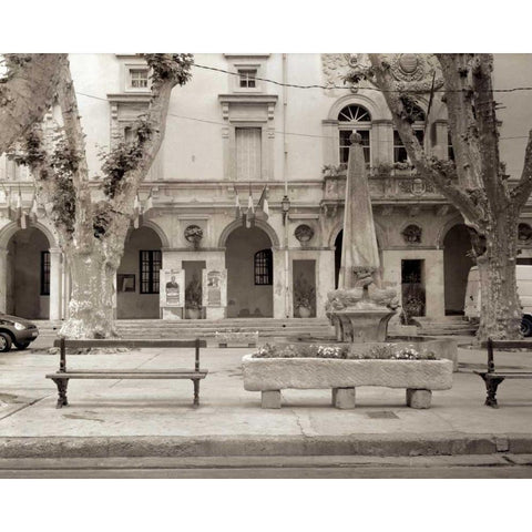 Banc de Jardin - 83 Black Modern Wood Framed Art Print with Double Matting by Blaustein, Alan