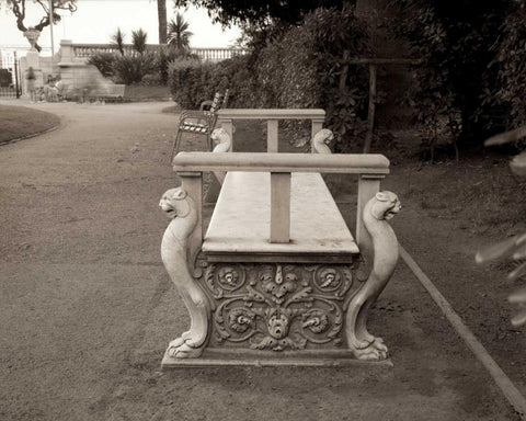 Banc de Jardin - 85 Black Ornate Wood Framed Art Print with Double Matting by Blaustein, Alan