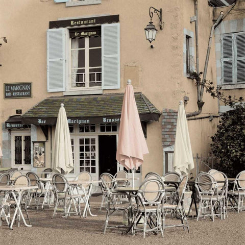 Le Marignan Brasserie White Modern Wood Framed Art Print with Double Matting by Blaustein, Alan