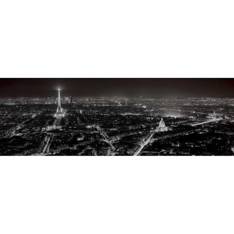 Paris By Night Black Modern Wood Framed Art Print with Double Matting by Blaustein, Alan