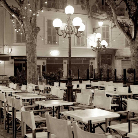 Cote dAzur Cafe - 1 Black Modern Wood Framed Art Print with Double Matting by Blaustein, Alan