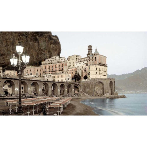 Atrani Caffe - 5A Horizontal Gold Ornate Wood Framed Art Print with Double Matting by Blaustein, Alan