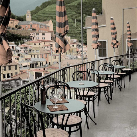 Liguria Caffe - 2 Black Modern Wood Framed Art Print with Double Matting by Blaustein, Alan