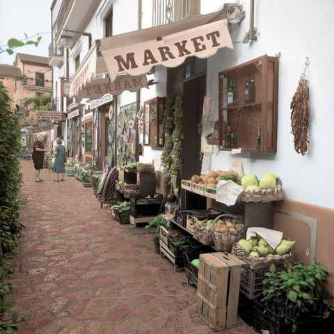 Ravello Market - 1 White Modern Wood Framed Art Print by Blaustein, Alan