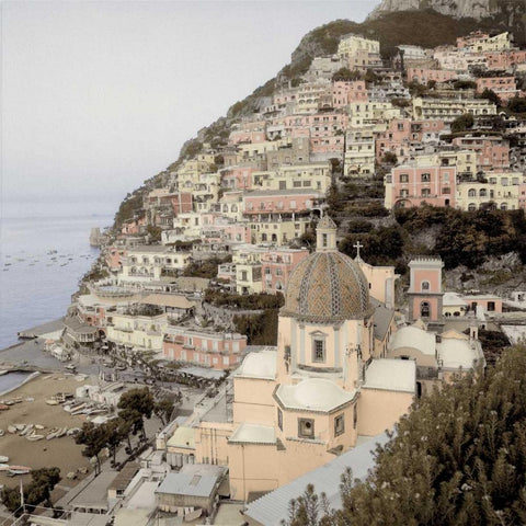 Positano - 2 White Modern Wood Framed Art Print with Double Matting by Blaustein, Alan