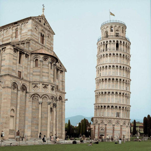 Pisa Tower - 1 Black Modern Wood Framed Art Print with Double Matting by Blaustein, Alan