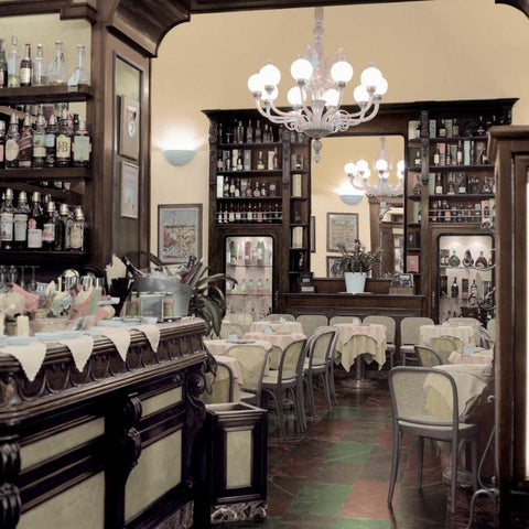 Caffe Frienze - 1 Gold Ornate Wood Framed Art Print with Double Matting by Blaustein, Alan