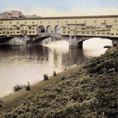 Ponte Vecchio - 4 Gold Ornate Wood Framed Art Print with Double Matting by Blaustein, Alan