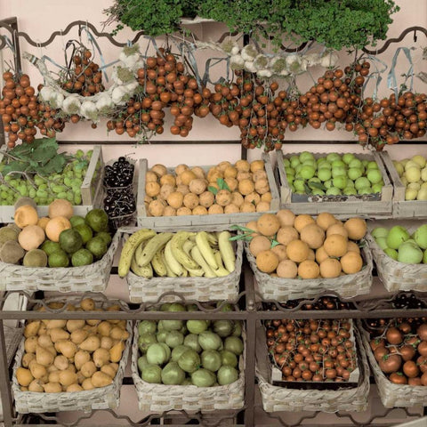 Marketplace - 18 White Modern Wood Framed Art Print by Blaustein, Alan