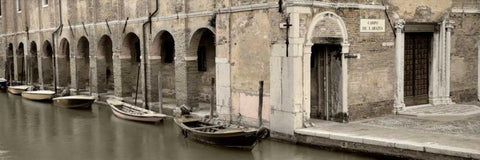 Canal Boats with Passageway Black Ornate Wood Framed Art Print with Double Matting by Blaustein, Alan