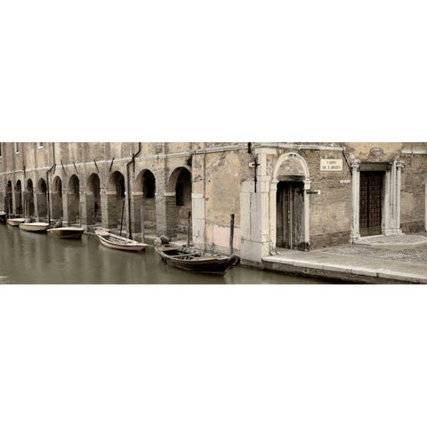 Canal Boats with Passageway Black Modern Wood Framed Art Print with Double Matting by Blaustein, Alan