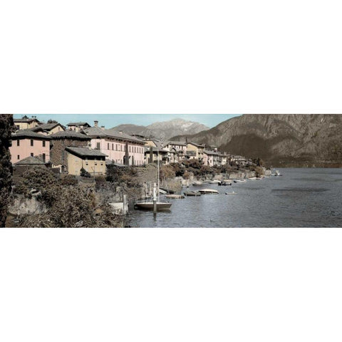 Italian Lake Pano - 1 White Modern Wood Framed Art Print by Blaustein, Alan