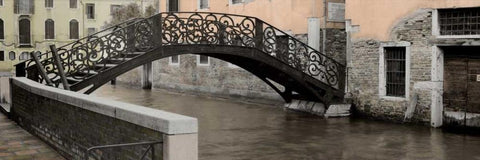Venetian Bridge Pano - 1 Black Ornate Wood Framed Art Print with Double Matting by Blaustein, Alan