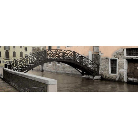 Venetian Bridge Pano - 1 White Modern Wood Framed Art Print by Blaustein, Alan