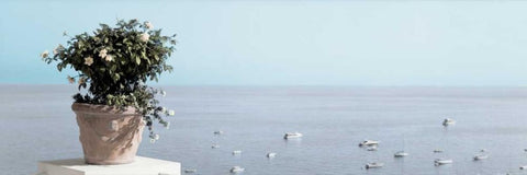 Positano Pano - 2 White Modern Wood Framed Art Print with Double Matting by Blaustein, Alan