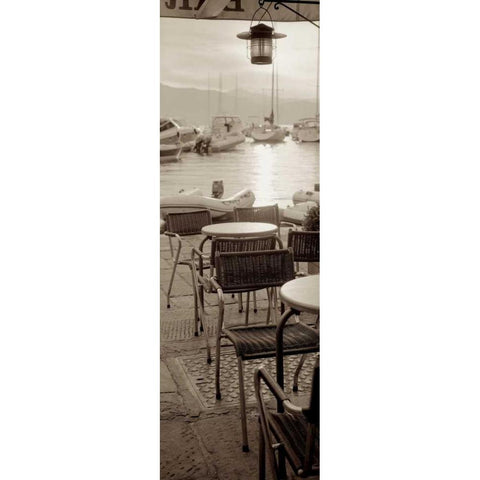Portofino Caffe - 1 White Modern Wood Framed Art Print by Blaustein, Alan