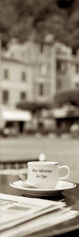 Portofino Caffe - 2 Black Ornate Wood Framed Art Print with Double Matting by Blaustein, Alan