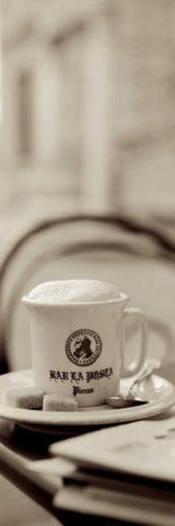 Tuscany Caffe - 5 Black Ornate Wood Framed Art Print with Double Matting by Blaustein, Alan