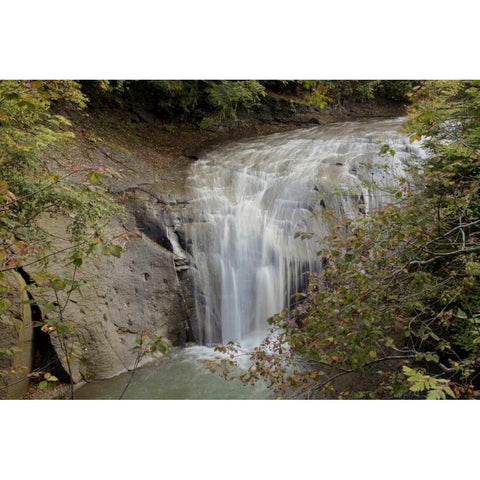 Hokkaido Waterfall - 1 Gold Ornate Wood Framed Art Print with Double Matting by Blaustein, Alan