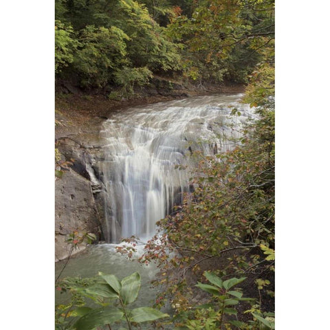 Hokkaido Waterfall - 2 Black Modern Wood Framed Art Print with Double Matting by Blaustein, Alan