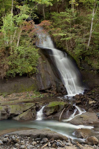 Hokkaido Waterfall - 6 Black Ornate Wood Framed Art Print with Double Matting by Blaustein, Alan