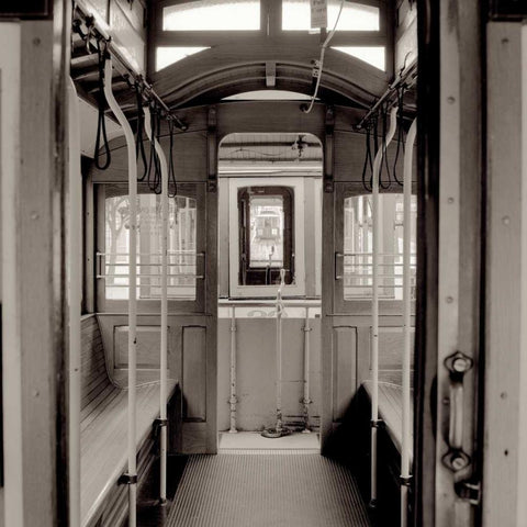Cable Car Interior - 4 Black Modern Wood Framed Art Print with Double Matting by Blaustein, Alan