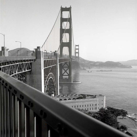 Golden Gate Bridge - 30 White Modern Wood Framed Art Print with Double Matting by Blaustein, Alan