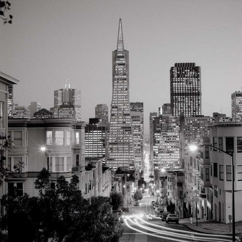 San Francisco Skyline - 1 White Modern Wood Framed Art Print with Double Matting by Blaustein, Alan