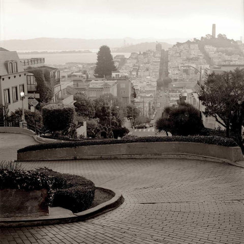 Lombard Street - 1 White Modern Wood Framed Art Print by Blaustein, Alan