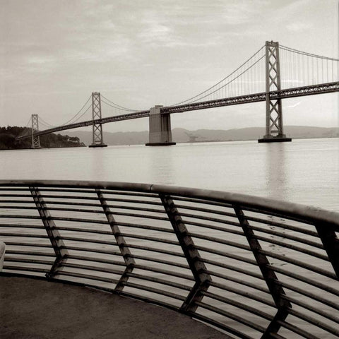 Bay Bridge - 3 White Modern Wood Framed Art Print by Blaustein, Alan