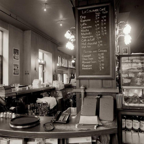 La Colombre Cafe - 1 Black Modern Wood Framed Art Print with Double Matting by Blaustein, Alan