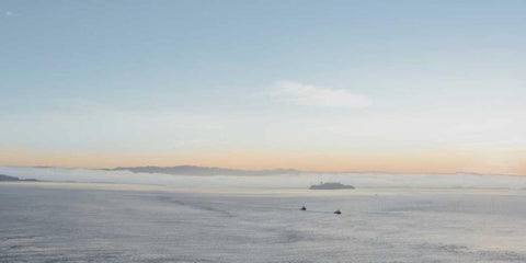 Bay Pano - 117 White Modern Wood Framed Art Print with Double Matting by Blaustein, Alan