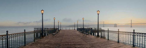 Broadway Pier Pano - 124 White Modern Wood Framed Art Print with Double Matting by Blaustein, Alan