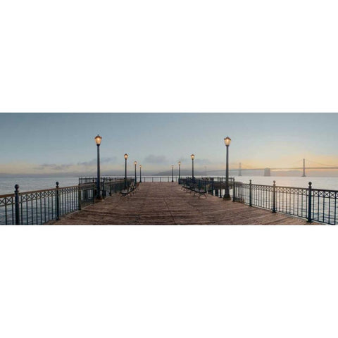 Broadway Pier Pano - 124 Black Modern Wood Framed Art Print by Blaustein, Alan