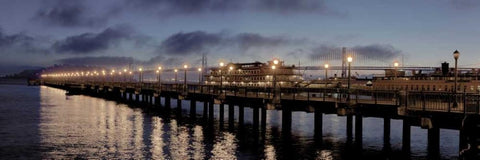 Broadway Pier Pano - 118 White Modern Wood Framed Art Print with Double Matting by Blaustein, Alan