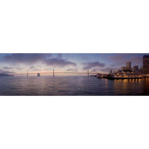 Bay Pano - 119 Gold Ornate Wood Framed Art Print with Double Matting by Blaustein, Alan