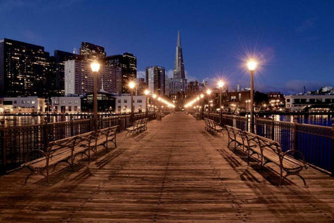 Broadway Pier - 21 Black Ornate Wood Framed Art Print with Double Matting by Blaustein, Alan