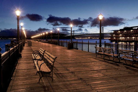 Broadway Pier - 22 Black Ornate Wood Framed Art Print with Double Matting by Blaustein, Alan