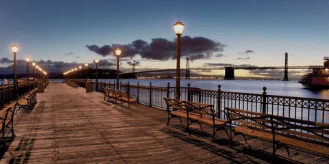 Broadway Pier Pano - 114 White Modern Wood Framed Art Print with Double Matting by Blaustein, Alan