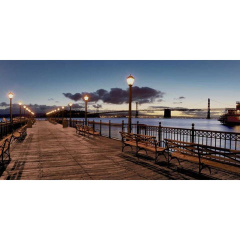 Broadway Pier Pano - 114 Gold Ornate Wood Framed Art Print with Double Matting by Blaustein, Alan
