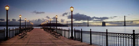 Broadway Pier Pano - 115 White Modern Wood Framed Art Print with Double Matting by Blaustein, Alan
